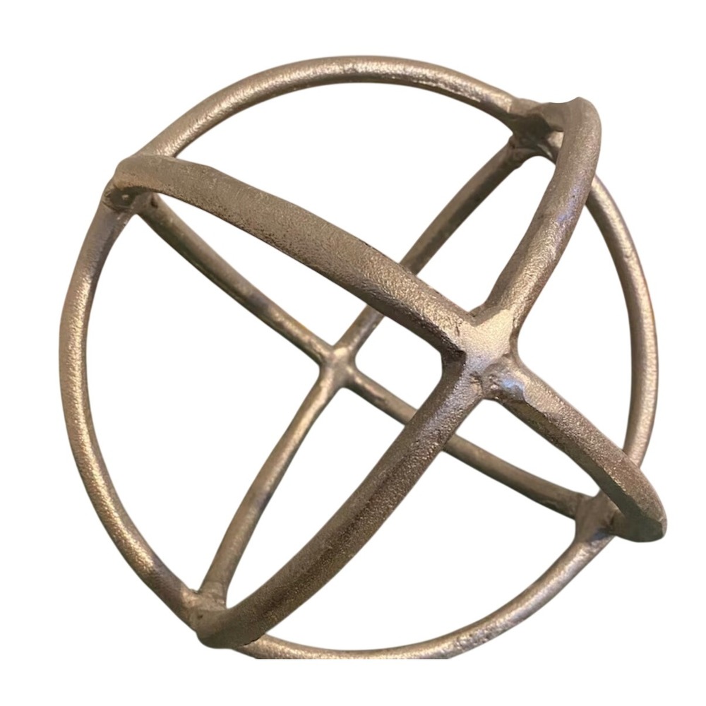 West Elm Decorative Metal Sphere OS Champagne Silver armillary Orbital Sculpture - Picture 3 of 3